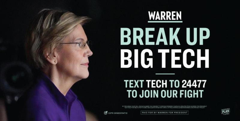Elizabeth Warren Posted a Billboard In San Francisco Calling To 'Break Up Big Tech'