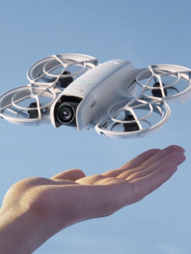 New DJI Neo Drone lifting off from a hand